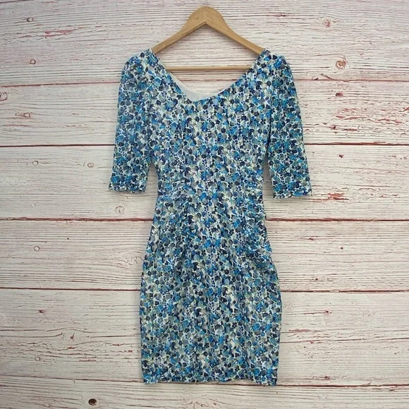 Reiss Rachel Floral Print Bodycon Dress Sz 2 - Picture 8 of 16